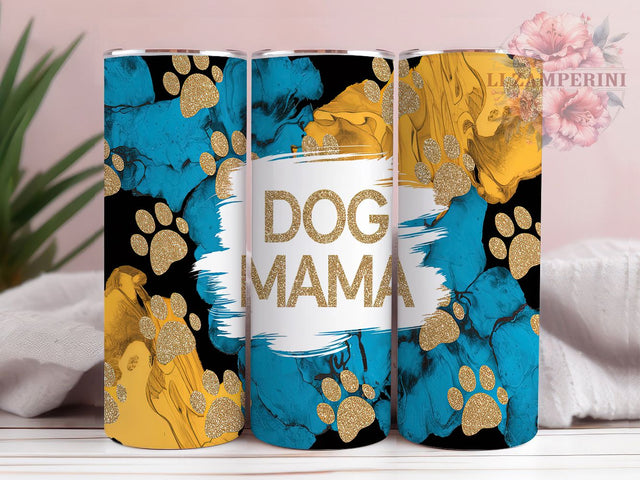 Gold Glitter Paw Print Dog Mom Tumbler, Gold Glitter Paw Print, Dog Mama Gift Idea, 20oz Pet Lover Tumbler, Custom Dog Paw Design, Sparkle Pet Tumbler Wrap Sublimation Li Zamperini 