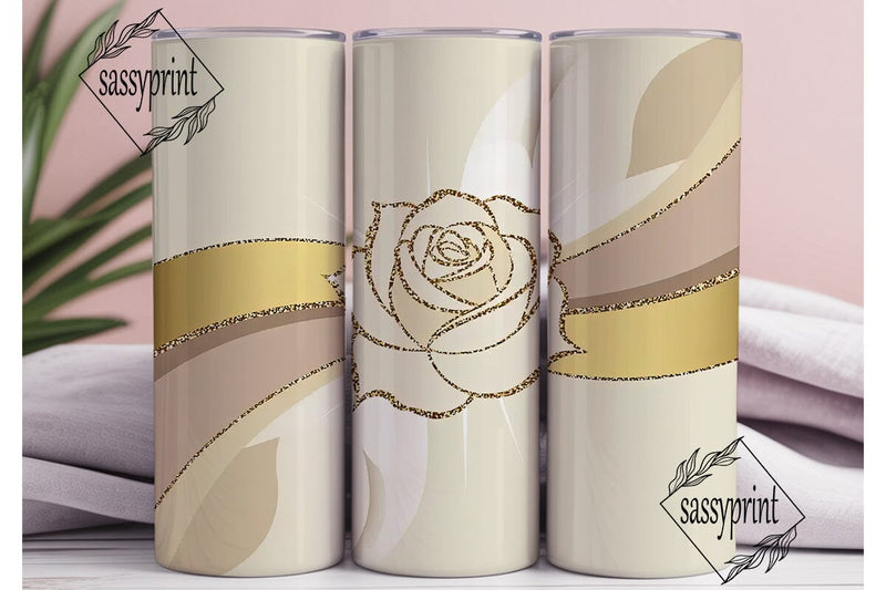 Gold Glitter Rose 20oz Tumbler Wrap Sublimation sassyprint 