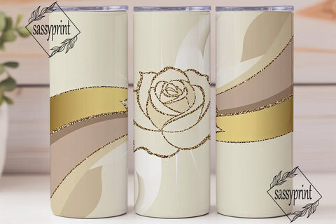 Gold Glitter Rose 20oz Tumbler Wrap Sublimation sassyprint 
