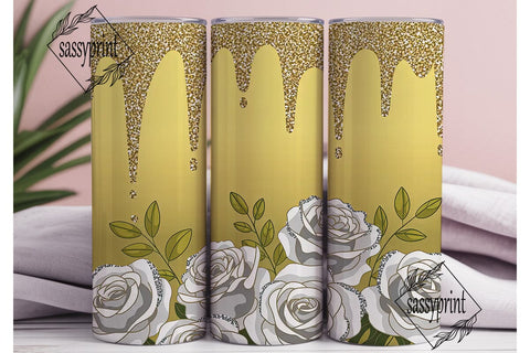 Gold Glitter Rose 20oz Tumbler Wrap Sublimation sassyprint 