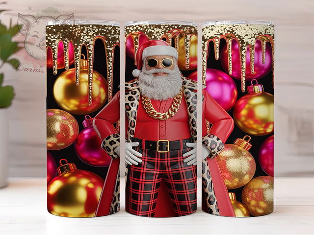 Gold Glitter Santa Christmas Tumbler, Gold Glitter Christmas Sublimation Design, Festive Holiday Cup Art, 20oz Xmas Tumbler, Whimsical Santa Mug, Stylish Christmas Cup, Cozy Holiday Wrap Sublimation Lara' s Designs 