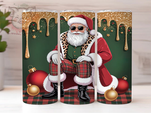 Gold Glitter Santa Christmas Tumbler, Gold Glitter Christmas Sublimation Design, Festive Holiday Cup Art, 20oz Xmas Tumbler, Whimsical Santa Mug, Stylish Christmas Cup, Cozy Holiday Wrap Sublimation Lara' s Designs 