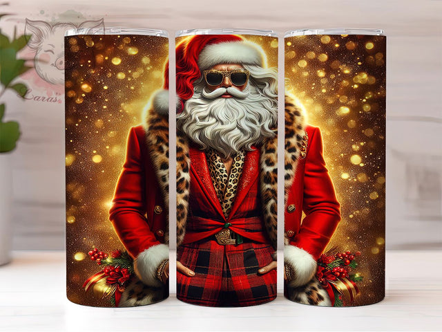Gold Glitter Santa Christmas Tumbler, Gold Glitter Christmas Sublimation Design, Festive Holiday Cup Art, 20oz Xmas Tumbler, Whimsical Santa Mug, Stylish Christmas Cup, Cozy Holiday Wrap Sublimation Lara' s Designs 