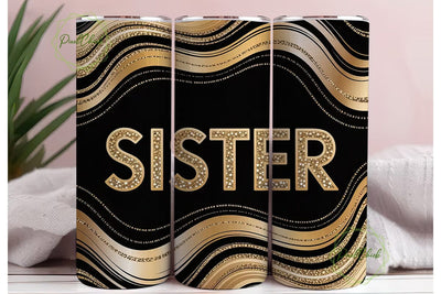 Gold Glitter Sister 20oz Tumbler Wrap Sublimation PixelChick 
