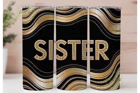 Gold Glitter Sister 20oz Tumbler Wrap Sublimation PixelChick 