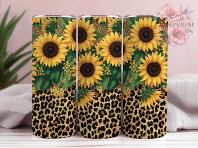 Gold Glitter Sunflower Leopard Tumbler, Leopard Print Tumbler, Gold Glitter Wrap, Rustic Sunflower Wrap, Glam Leopard Wrap, Sublimation Design, Trendy Gift Idea Sublimation Li Zamperini 