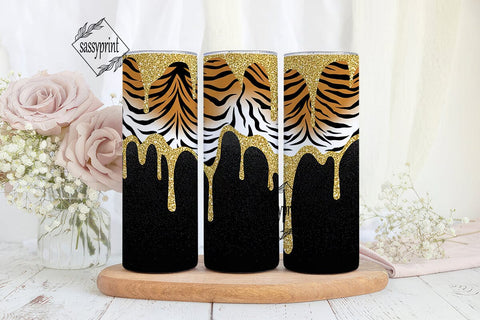 Gold Glitter Tiger Stripes 20oz Tumbler Sublimation sassyprint 