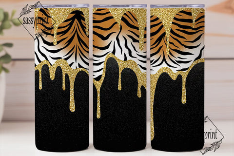 Gold Glitter Tiger Stripes 20oz Tumbler Sublimation sassyprint 