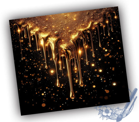 Gold Glitter Tumbler, Black Sublimation, 20oz Drinkware, Dripping Design, Elegant Tumbler, Glamorous Gift, Party Decor, Trendy Drinkware Sublimation ToriDesigns 