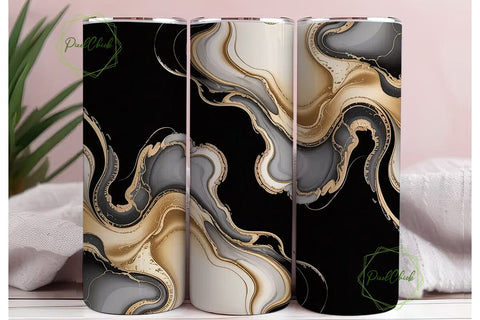 Gold & Gray Marble 20oz Tumbler Wrap Sublimation PixelChick 