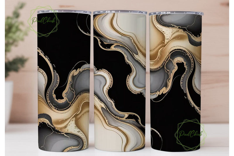 Gold & Gray Marble 20oz Tumbler Wrap Sublimation PixelChick 
