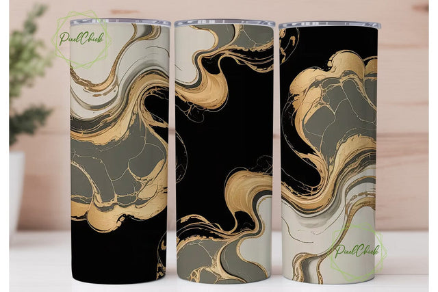 Gold & Gray Marble 20oz Tumbler Wrap Sublimation PixelChick 