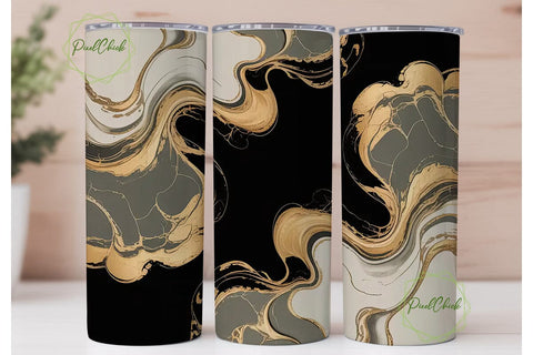 Gold & Gray Marble 20oz Tumbler Wrap Sublimation PixelChick 