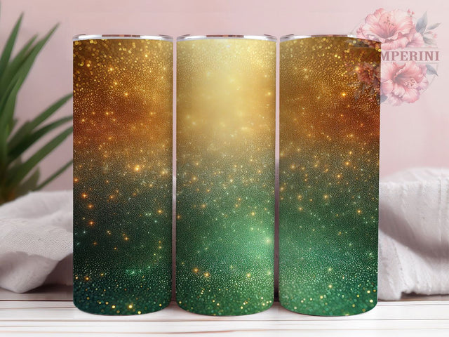 Gold & Green Glitter Shiny Tumbler, Green Glitter Tumbler, 20oz Skinny Tumbler, Sublimation Tumbler Design, Glitter Tumbler Wrap, Shiny Tumbler, Glittery Wrap Design Sublimation Li Zamperini 