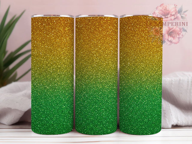 Gold & Green Glitter Shiny Tumbler, Green Glitter Tumbler, 20oz Skinny Tumbler, Sublimation Tumbler Design, Glitter Tumbler Wrap, Shiny Tumbler, Glittery Wrap Design Sublimation Li Zamperini 
