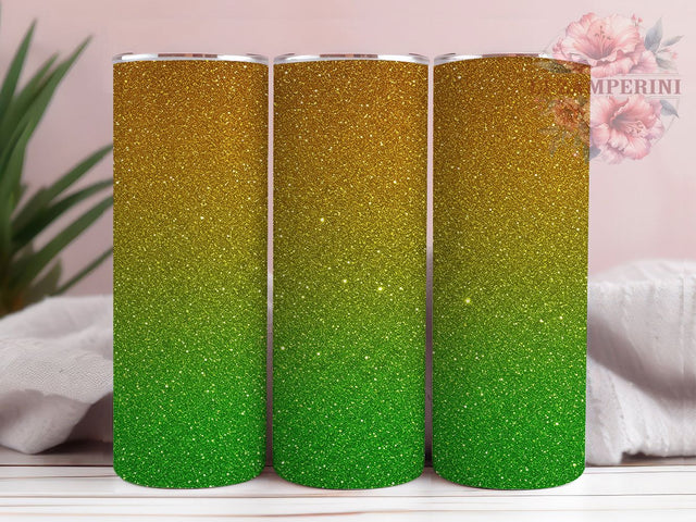 Gold & Green Glitter Shiny Tumbler, Green Glitter Tumbler, 20oz Skinny Tumbler, Sublimation Tumbler Design, Glitter Tumbler Wrap, Shiny Tumbler, Glittery Wrap Design Sublimation Li Zamperini 