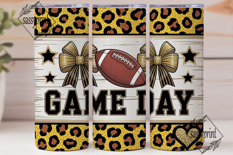 Gold Leopard Game Day Tumbler Wrap PNG Sublimation sassyprint 