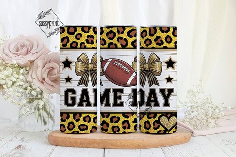 Gold Leopard Game Day Tumbler Wrap PNG Sublimation sassyprint 