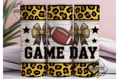 Gold Leopard Game Day Tumbler Wrap PNG Sublimation sassyprint 
