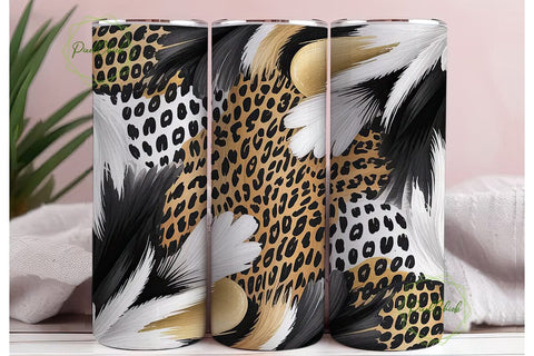 Gold Leopard Print 20oz Tumbler Wrap Sublimation PixelChick 