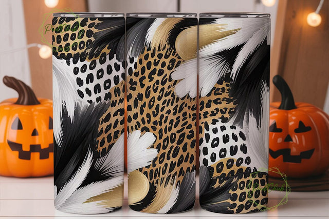 Gold Leopard Print 20oz Tumbler Wrap Sublimation PixelChick 