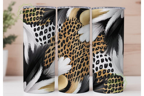Gold Leopard Print 20oz Tumbler Wrap Sublimation PixelChick 