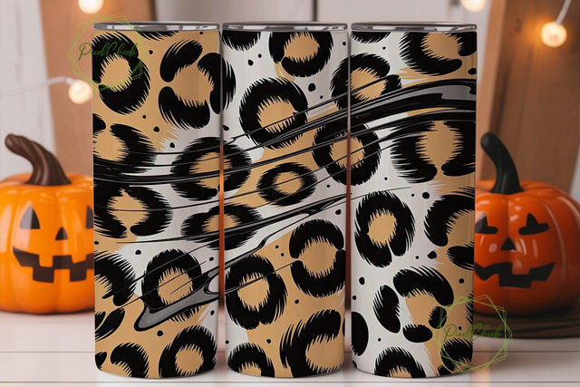 Gold Leopard Print 20oz Tumbler Wrap Sublimation PixelChick 