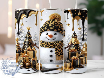 Gold Leopard Snowman 20oz Tumbler, Gold Leopard Snowman, Leopard Snowman, Snowman Tumbler, Gold Leopard PNG, Leopard Tumbler, Snowman Wrap PNG, 20oz Tumbler Wrap Sublimation ToriDesigns 