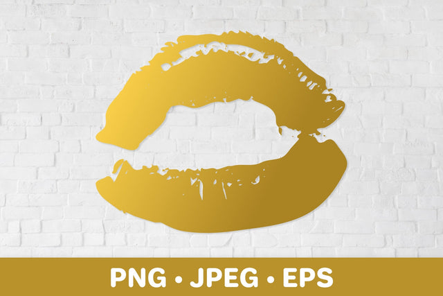 Gold lips print sublimation design. Distressed lipstick kiss Sublimation LaBelezoka 