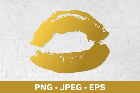 Gold lips print sublimation design. Distressed lipstick kiss Sublimation LaBelezoka 