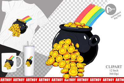 Gold Pot Clipart Sublimation artnoy 