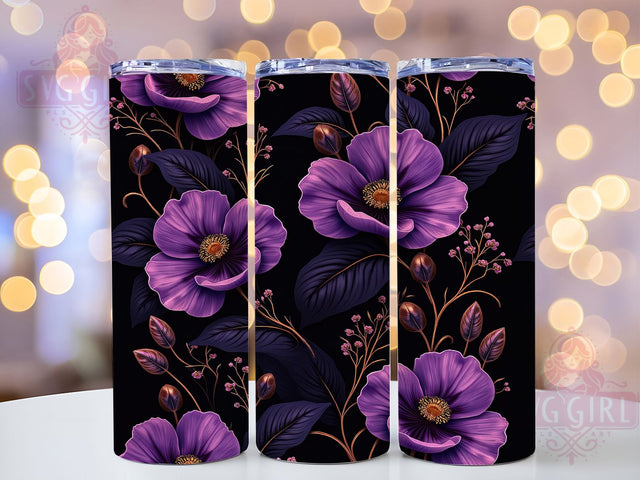 Gold Purple Elegant Floral Tumbler, Elegant Flower Wrap, 20oz Tumbler Sublimation, Luxury Botanical Design, Watercolor Bloom Art, Glitter Flower Aesthetic, Chic Floral Tumbler Sublimation SvggirlplusArt 