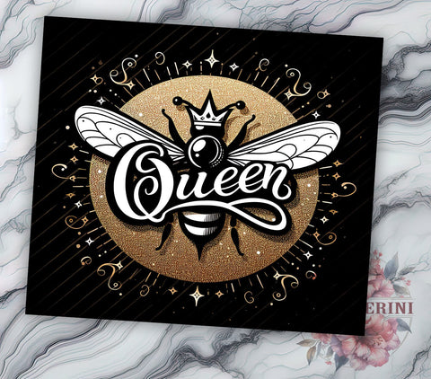 Gold Queen Bee 20oz Tumbler Wrap PNG, Glittery Bee Tumbler Png, Straight & Tapered Tumbler Wrap, Instant Digital Download Sublimation Li Zamperini 
