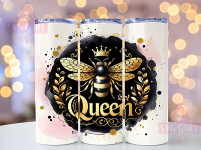 Gold Queen Bee 20oz Tumbler Wrap Sublimation Design, Straight Tapered Tumbler Wrap, Glittery Bee Tumbler Png, Instant Digital Download Sublimation SvggirlplusArt 