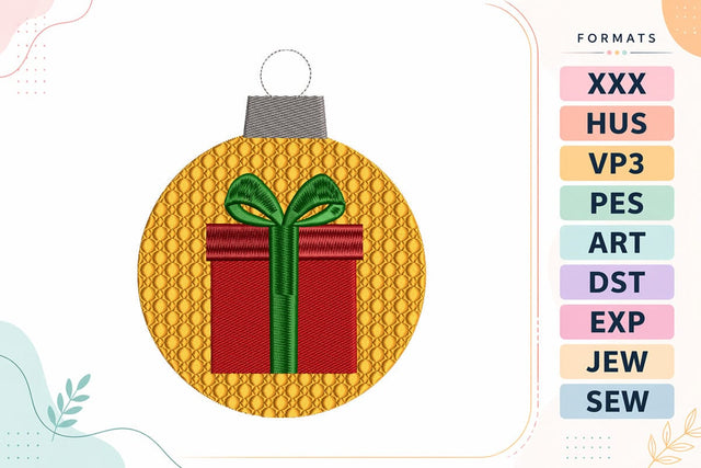 Gold Quilted Ornament with Red Gift Christmas Embroidery Design Embroidery/Applique DESIGNS sg embroidery 