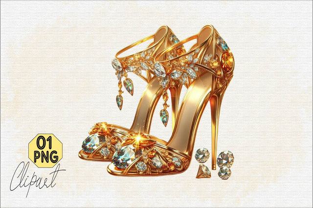 Gold Radiant Heels Clipart PNG Sublimation Clipart Sublimation SVGArt 