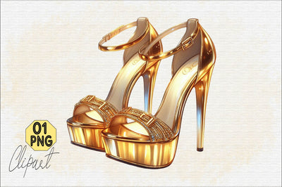 Gold Radiant Heels Clipart Sublimation SVGArt 