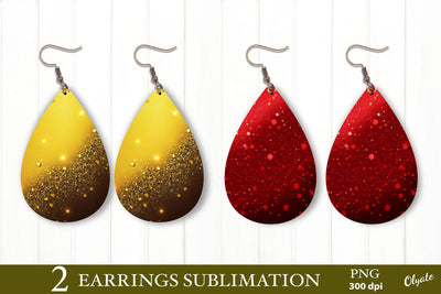 Gold Sequins Teardrop Earring PNG. Christmas Earring PNG Sublimation Olga Terlyanskaya 