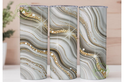 Gold Shimmer Marble 20oz Tumbler Wrap Sublimation PixelChick 