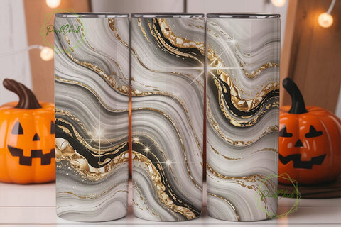 Gold Shimmer Marble 20oz Tumbler Wrap Sublimation PixelChick 