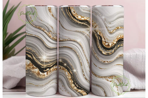 Gold Shimmer Marble 20oz Tumbler Wrap Sublimation PixelChick 