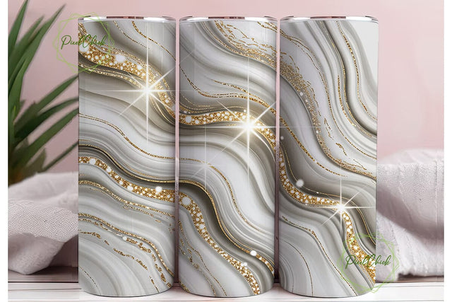 Gold Shimmer Marble 20oz Tumbler Wrap Sublimation PixelChick 