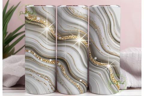 Gold Shimmer Marble 20oz Tumbler Wrap Sublimation PixelChick 