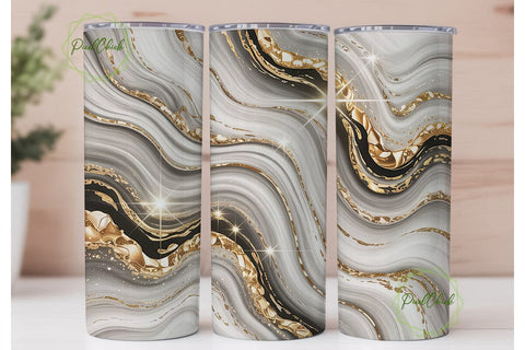 Gold Shimmer Marble 20oz Tumbler Wrap Sublimation PixelChick 