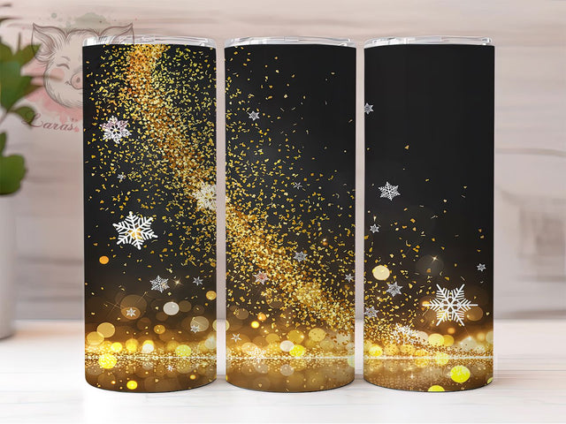 Gold Snowflake Winter Tumbler, Seamless Snowflake Sublimation Design, Frosty Gold Art, 20oz Holiday Tumbler, Whimsical Winter Mug, Stylish Gold Cup, Elegant Snowflake Wrap Sublimation Lara' s Designs 