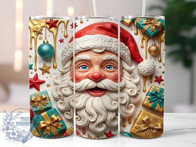 Gold Teal Santa 20oz Tumbler, Gold Teal Santa, Teal Santa Tumbler, Gold Santa Tumbler, Santa Tumbler Wrap, Gold Teal Tumbler, Christmas Santa PNG, 20oz Tumbler Wrap Sublimation ToriDesigns 