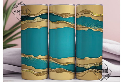 Gold & Turquoise Glitter 20oz Tumbler Sublimation sassyprint 