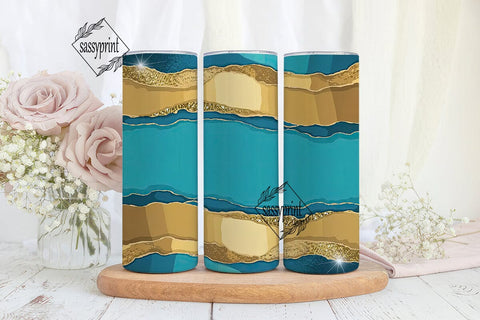 Gold & Turquoise Glitter 20oz Tumbler Sublimation sassyprint 