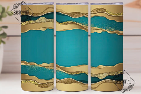 Gold & Turquoise Glitter 20oz Tumbler Sublimation sassyprint 