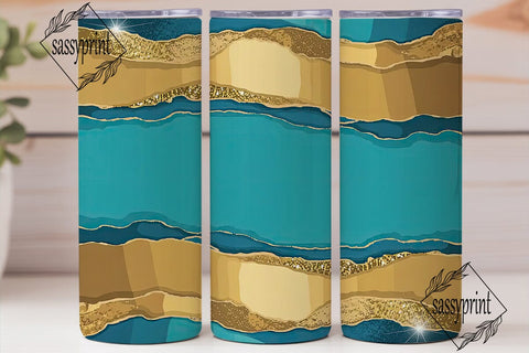 Gold & Turquoise Glitter 20oz Tumbler Sublimation sassyprint 